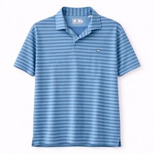 Southern Tide Blue Striped Polo Shirt XL Pima Cotton